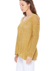 Long sleeve V Neck Thin Slub Knit Sweater