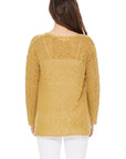 Long sleeve V Neck Thin Slub Knit Sweater