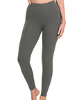 Zenana Cotton Full Length Leggings in Black - My Pampered Life Seattle