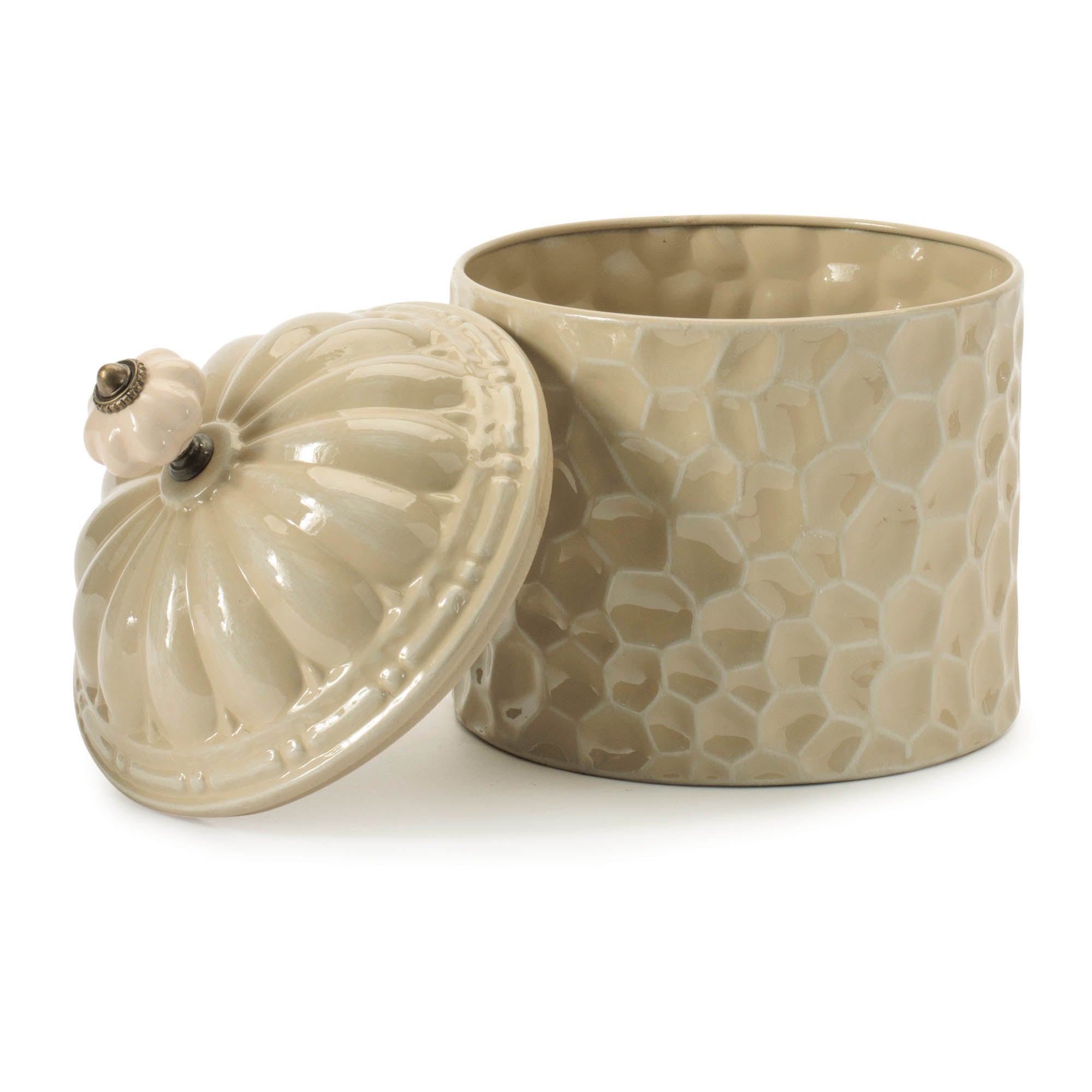Ribbed Metal Canister with Lid 8"H