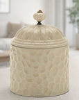 Ribbed Metal Canister with Lid 8"H
