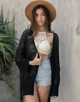 Leto Accessories Knit Netted Cardigan