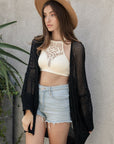 Leto Accessories Knit Netted Cardigan