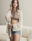 Leto Accessories Knit Netted Cardigan