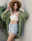 Leto Accessories Knit Netted Cardigan