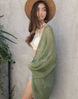 Leto Accessories Knit Netted Cardigan