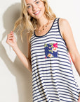 e Luna Striped Floral Mix Tank