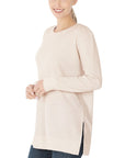 Zenana Brushed Thermal Waffle Sweater - Online Only