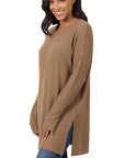 Zenana Brushed Thermal Waffle Sweater - Online Only