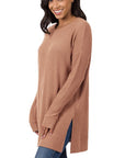 Zenana Brushed Thermal Waffle Sweater - Online Only