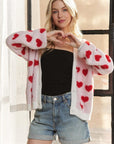 ADORA Fuzzy Heart Button Down Cardigan