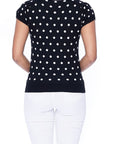 Puffed Cap Sleeve Polka Dot Jacquard Sweater