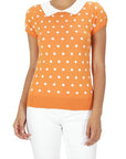 Puffed Cap Sleeve Polka Dot Jacquard Sweater