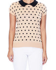 Puffed Cap Sleeve Polka Dot Jacquard Sweater