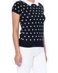 Puffed Cap Sleeve Polka Dot Jacquard Sweater