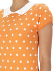 Puffed Cap Sleeve Polka Dot Jacquard Sweater