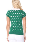 Puffed Cap Sleeve Polka Dot Jacquard Sweater