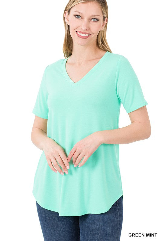 Zenana Short Sleeve Round Hem Top - Online Only