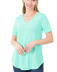 Zenana Short Sleeve Round Hem Top - My Pampered Life Seattle