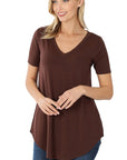 Zenana Short Sleeve Round Hem Top - My Pampered Life Seattle