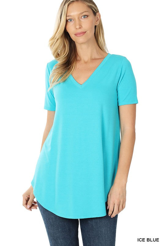 Zenana Short Sleeve Round Hem Top - Online Only