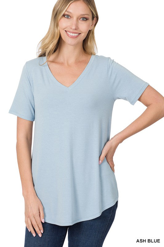 Zenana Short Sleeve Round Hem Top