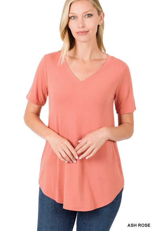 Zenana Short Sleeve Round Hem Top - Online Only