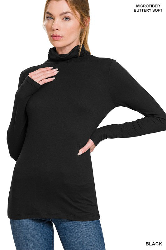 Zenana Premium Microfiber Mock Neck Top - Online Only