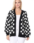 Polka Dot Jacquard Sweater Shrug Cardigan