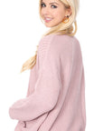 Chunky Waffle Knit Open Front Sweater Cardigan