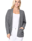 Chunky Waffle Knit Open Front Sweater Cardigan