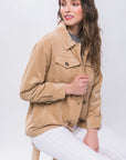 Love Tree Corduroy Button Up Jacket with Sherpa Inside