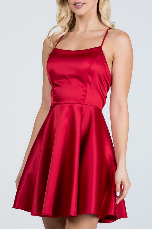 La Scala Satin Fit Flare Dress