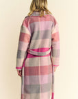 Davi & Dani Tied Color Block Collared Neck Coat