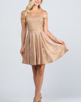 La Scala Off Shoulder Skater Dress in Jacquard Fabric