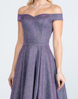 La Scala Off Shoulder Skater Dress in Jacquard Fabric