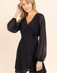 Sz M Gilli Long Sleeve Double Layer Wrap Dress