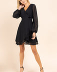 Sz M Gilli Long Sleeve Double Layer Wrap Dress