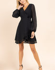 Gilli Long Sleeve Double Layer Wrap Dress - My Pampered Life Seattle