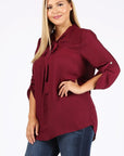 Plus Size Tie V-Neck Top