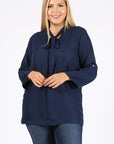 Plus Size Tie V-Neck Top