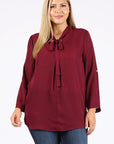 Plus Size Tie V-Neck Top