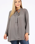 Plus Size Tie V-Neck Top