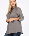 Plus Size Tie V-Neck Top