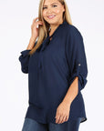 Plus Size Tie V-Neck Top