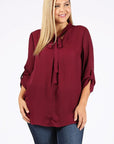 Plus Size Tie V-Neck Top