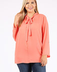 Plus Size Tie V-Neck Top