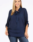 Plus Size Tie V-Neck Top