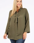 Plus Size Tie V-Neck Top