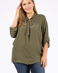 Plus Size Tie V-Neck Top